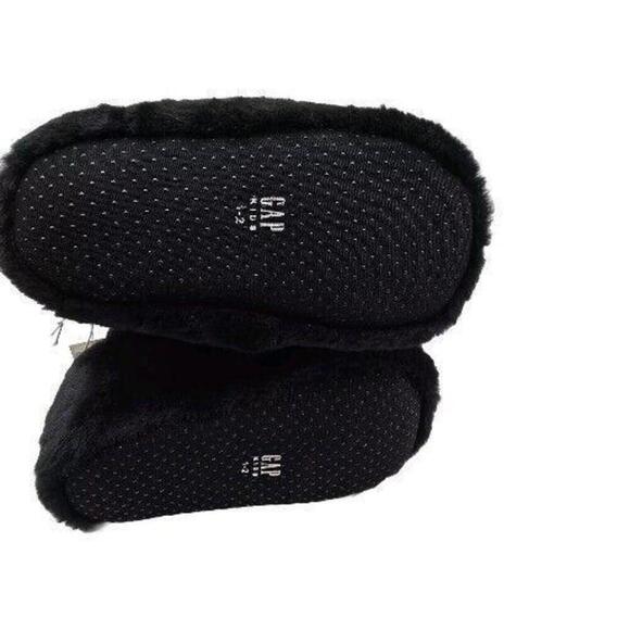 Gap Kids Bear Slippers  Faux Fur 1/2 Bear Black,‎ White - Picture 4 of 8